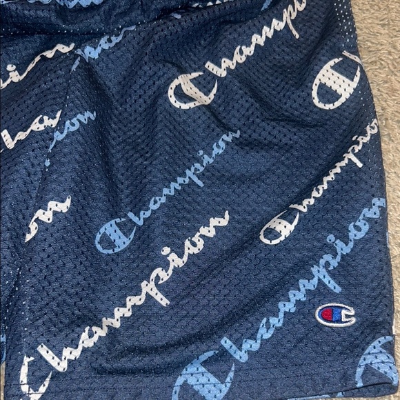 Champion Dark Blue Mesh Shorts with White and blue Logo - Picture 5 of 5